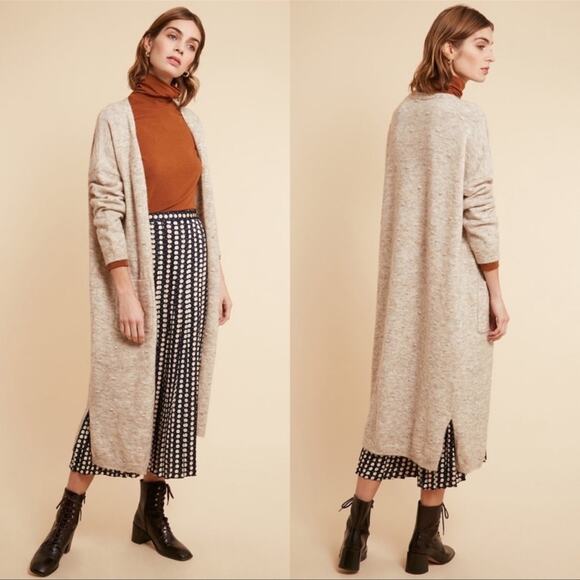FRNCH Cardigan Duster Beige Small Medium Long Sleeve NWT - Picture 1 of 12